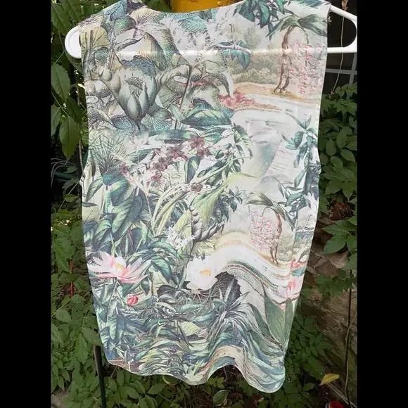 H& M Conscious Collection Tropical print sheer Shirt Size 12 100% Recycled - Picture 9 of 11